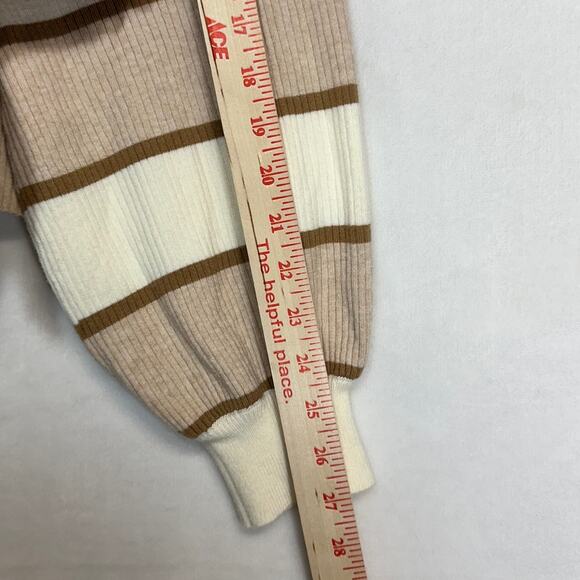 GILLI Medium Striped Sweater Wide Balloon Sleeve Slouchy Oversized Brown Cropped - Picture 6 of 9